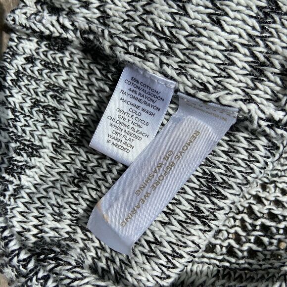 lou & grey Womens Sweater Sz Medium Black White Pullover Open Weave Reverse Knit - Picture 7 of 7